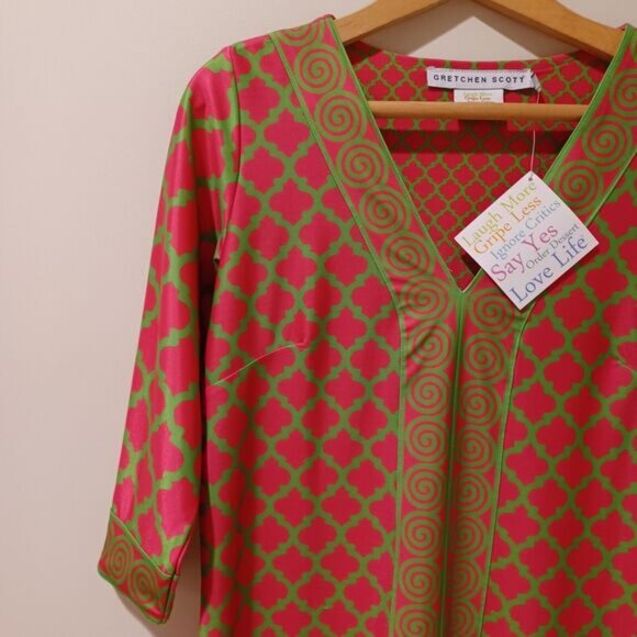 NWT Gretchen Scott Retro Pink 3/4 Sleeve Jersey Bordertown Dress Size Small - Picture 3 of 6